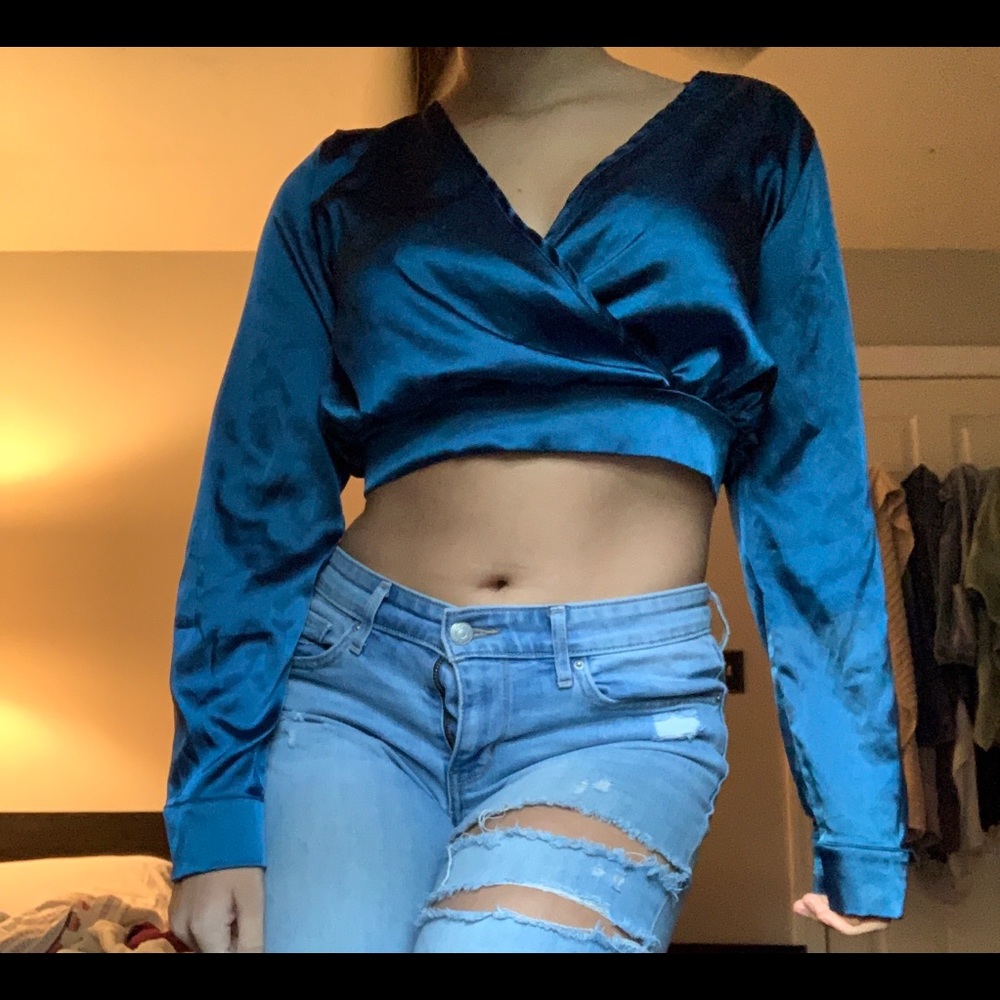 Beautiful jewel blue blouse top